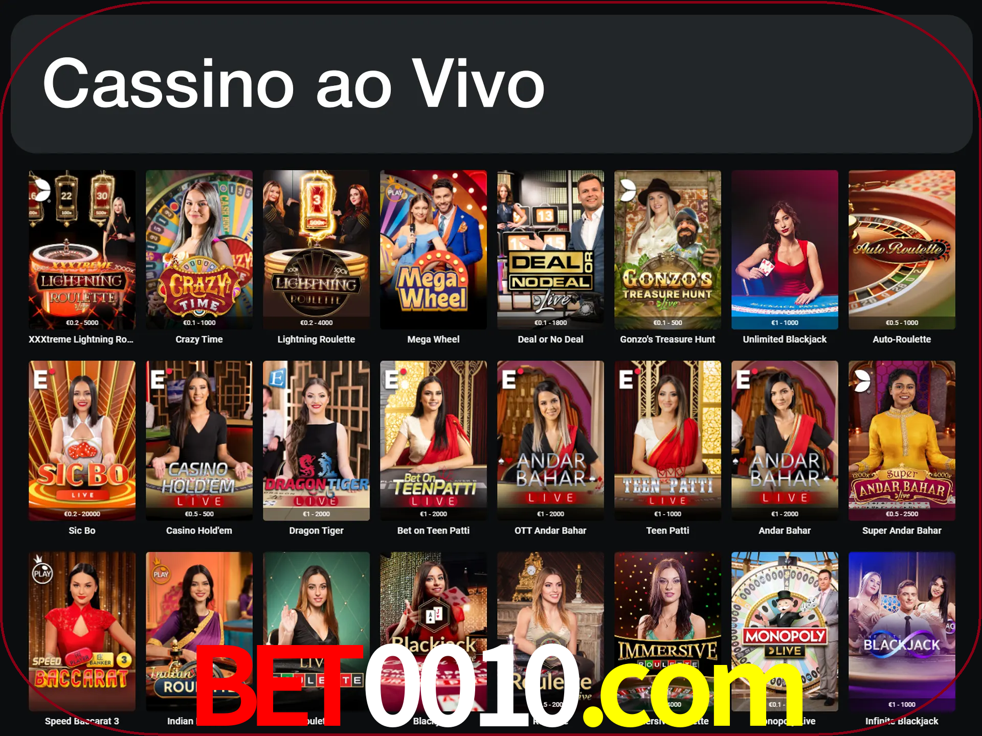 Jogue jogos de cassino com um verdadeiro dealer.